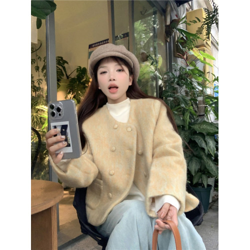 小衆高級感圓領加厚毛呢外套女2025早秋新款氣質寬松短款呢子大衣 小衆高級感圓領加厚毛呢外套女2025早秋新款氣質寬松短款呢子大衣