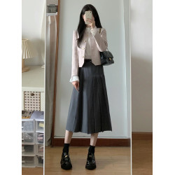 法式粉紫色減齡小香風外套女春秋季新款溫柔氣質顯瘦長袖短款上衣