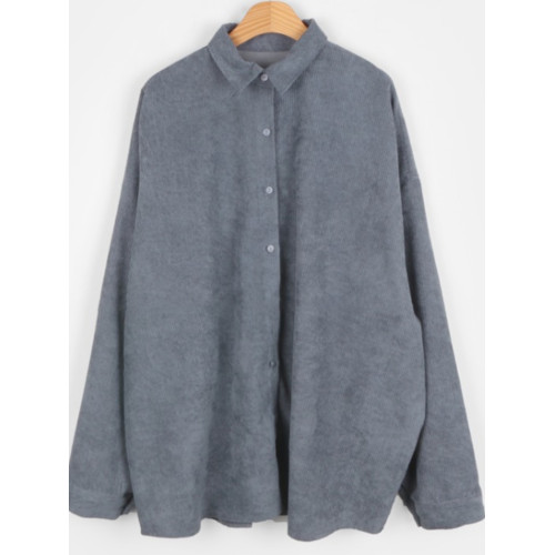 韓國chic春季復古小衆質感設計感燈芯絨外套寬松男朋友慵懶襯衫女 韓國chic春季復古小衆質感設計感燈芯絨外套寬松男朋友慵懶襯衫女