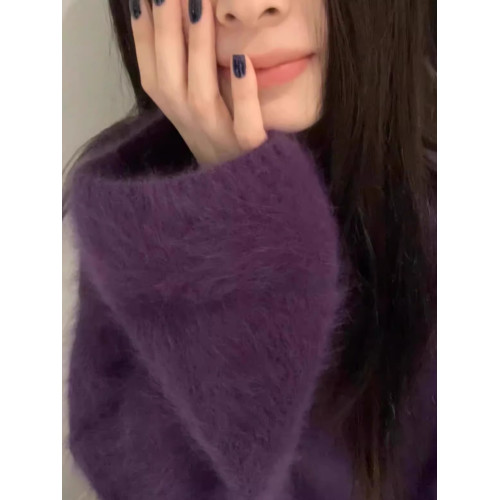 軟糯慵懶風套頭毛衣女秋冬季穿搭寬鬆高級感仿貂絨針織衫上衣女厚