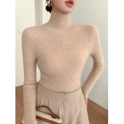 2024新款一線成衣高領毛衣女秋冬修身內搭上衣無縫緊身針織打底衫