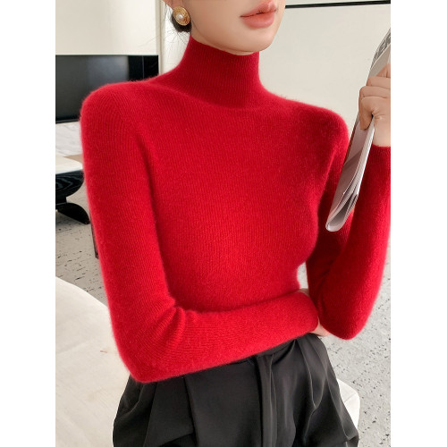 2024新款一線成衣高領毛衣女秋冬修身內搭上衣無縫緊身針織打底衫