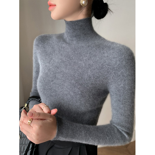 2024新款一線成衣高領毛衣女秋冬修身內搭上衣無縫緊身針織打底衫