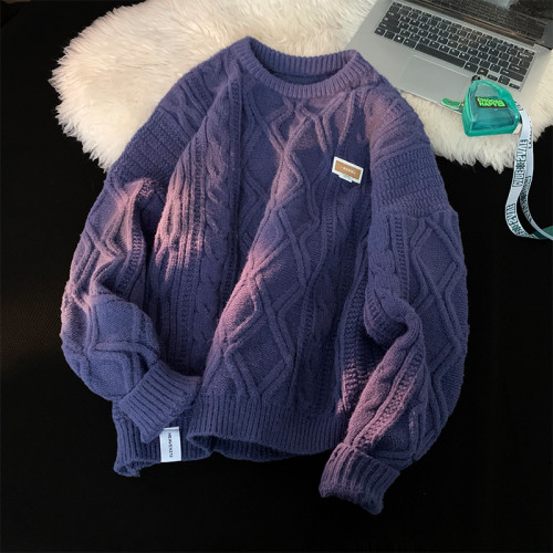 日系vintage毛衣男秋冬寬松慵懶加厚麻花針織衫潮牌復古線衣外套 日系vintage毛衣男秋冬寬松慵懶加厚麻花針織衫潮牌復古線衣外套