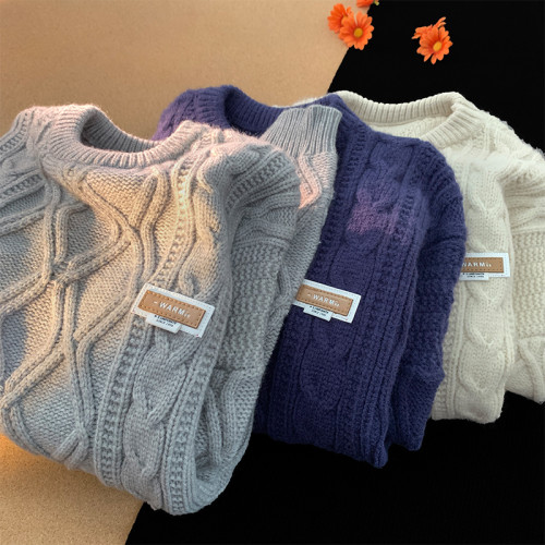 日系vintage毛衣男秋冬寬松慵懶加厚麻花針織衫潮牌復古線衣外套 日系vintage毛衣男秋冬寬松慵懶加厚麻花針織衫潮牌復古線衣外套