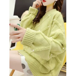 大碼300斤加厚毛衣女秋冬胖mm寬松慵懶風設計感小衆釘珠針織上衣