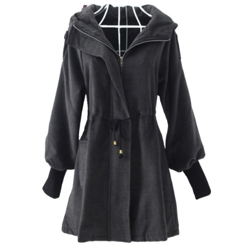 夾棉呢子大衣女中長款加厚風衣大碼胖mm冬季修身收腰保暖連帽外套