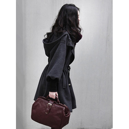 夾棉呢子大衣女中長款加厚風衣大碼胖mm冬季修身收腰保暖連帽外套