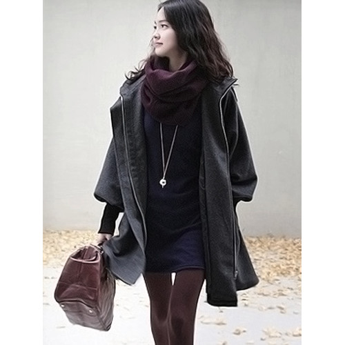 夾棉呢子大衣女中長款加厚風衣大碼胖mm冬季修身收腰保暖連帽外套