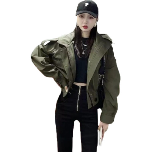 一線大牌清貨小個子短款風衣外套女春秋款夾克上衣超酷炸街沖鋒衣 一線大牌清貨小個子短款風衣外套女春秋款夾克上衣超酷炸街沖鋒衣