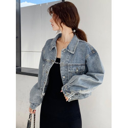 氣質短款牛仔外套女生春秋大碼韓版寬松小個子百搭夾克開衫上衣潮