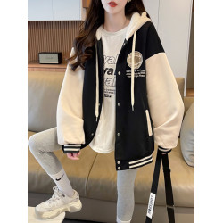 羊羔毛棒球服棉服女秋冬季加絨加厚衛衣2025新款初中學生夾克外套