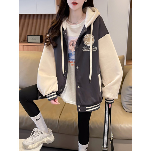 羊羔毛棒球服棉服女秋冬季加絨加厚衛衣2025新款初中學生夾克外套 羊羔毛棒球服棉服女秋冬季加絨加厚衛衣2025新款初中學生夾克外套