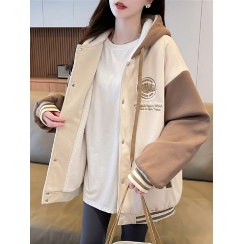 羊羔毛棒球服棉服女秋冬季加絨加厚衛衣2025新款初中學生夾克外套 羊羔毛棒球服棉服女秋冬季加絨加厚衛衣2025新款初中學生夾克外套