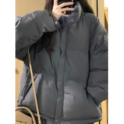 白鴨絨立領羽絨服女短款2025年冬季新款時尚小個子麵包服加厚外套