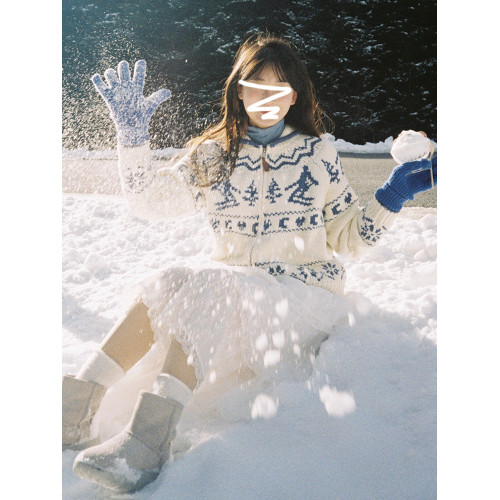 聖誕費爾島毛衣開衫外套女秋冬2025新款慵懶風高級感寬松針織上衣