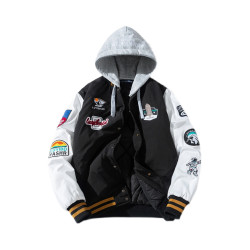 春秋冬季美式寬松刺綉棒球服男女情侶潮牌加厚夾棉飛行員夾克外套