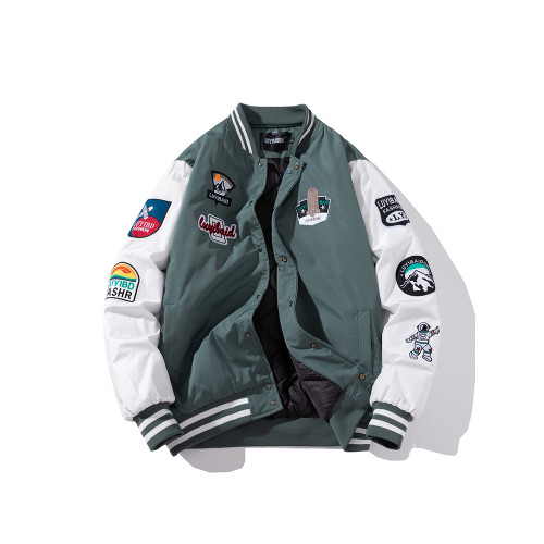 春秋冬季美式寬松刺綉棒球服男女情侶潮牌加厚夾棉飛行員夾克外套 春秋冬季美式寬松刺綉棒球服男女情侶潮牌加厚夾棉飛行員夾克外套