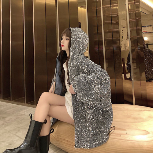 歐貨炸街星空亮片外套女2025秋季新款重工絲絨刺綉bf風寬松外套潮 歐貨炸街星空亮片外套女2025秋季新款重工絲絨刺綉bf風寬松外套潮