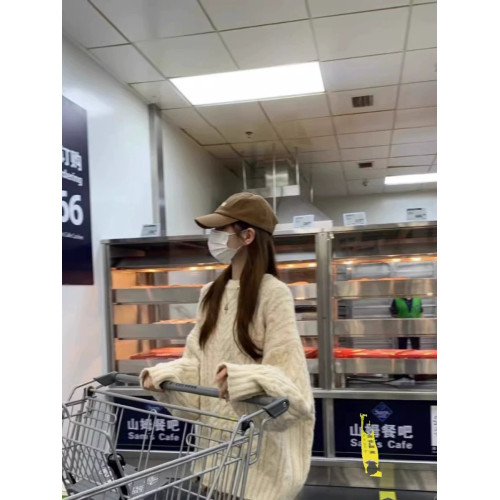 加厚版！高級感圓領套頭麻花毛衣女秋冬寬松復古燈籠袖針織慵懶風