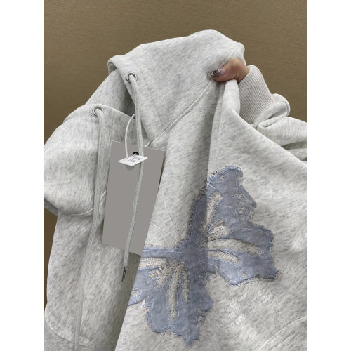 美式復古蝴蝶印花連帽衛衣女春秋冬加絨加厚外套寬松bf慵懶風上衣