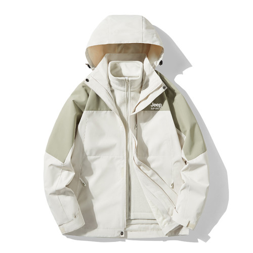 JEEP沖鋒衣男女款春秋2025新款三合一可拆卸防風防水冬季加厚外套 JEEP沖鋒衣男女款春秋2025新款三合一可拆卸防風防水冬季加厚外套