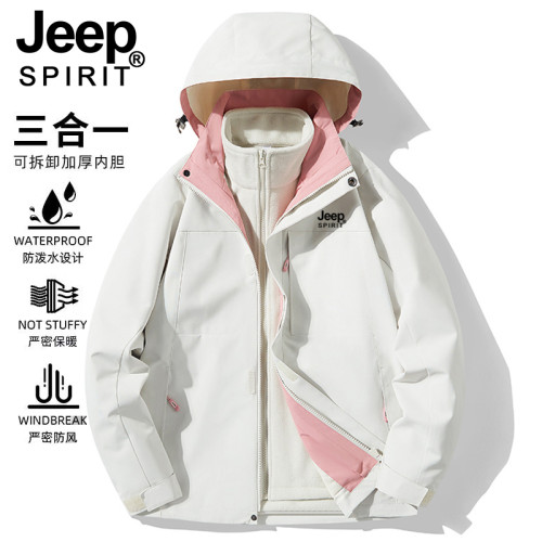 JEEP沖鋒衣男女款春秋2025新款三合一可拆卸防風防水冬季加厚外套 JEEP沖鋒衣男女款春秋2025新款三合一可拆卸防風防水冬季加厚外套