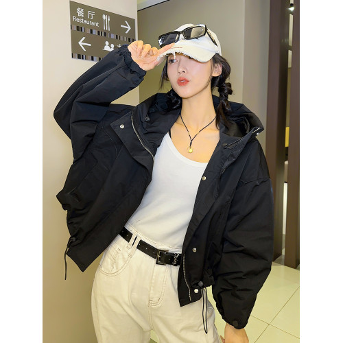 短款刺綉高級感沖鋒衣外套女春秋爆款連帽時髦夾克小個子寬松上衣 短款刺綉高級感沖鋒衣外套女春秋爆款連帽時髦夾克小個子寬松上衣