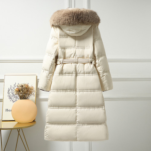 真狐狸毛領羽絨服女2025年爆款新款收腰顯瘦中長款過膝白鴨絨外套 真狐狸毛領羽絨服女2025年爆款新款收腰顯瘦中長款過膝白鴨絨外套