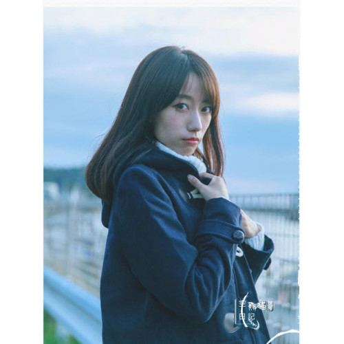 秋冬新款學生連帽學院風藏青色外套女加厚夾棉牛角釦毛呢外套大衣