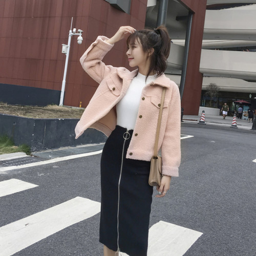 2025秋冬新款羊羔毛絨加厚外套女短款修身韓版皮毛一體小個子夾克 2025秋冬新款羊羔毛絨加厚外套女短款修身韓版皮毛一體小個子夾克