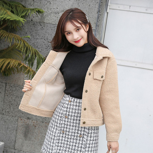 2025秋冬新款羊羔毛絨加厚外套女短款修身韓版皮毛一體小個子夾克 2025秋冬新款羊羔毛絨加厚外套女短款修身韓版皮毛一體小個子夾克