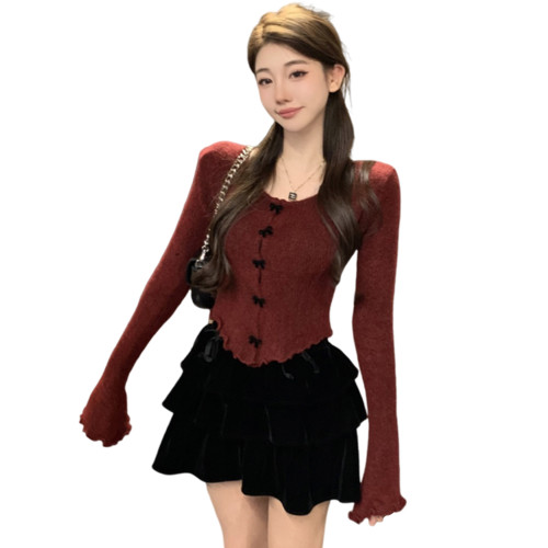 聖誕新年穿搭紅色毛衣女秋冬季2025新款內搭打底針織衫上衣高級感