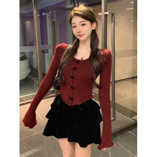 聖誕新年穿搭紅色毛衣女秋冬季2025新款內搭打底針織衫上衣高級感