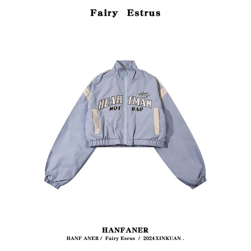 辣妹高街紅色短款風衣外套女秋季潮牌設計感高腰機車風棒球服上衣 辣妹高街紅色短款風衣外套女秋季潮牌設計感高腰機車風棒球服上衣