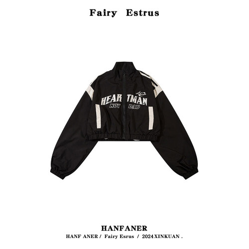 辣妹高街紅色短款風衣外套女秋季潮牌設計感高腰機車風棒球服上衣 辣妹高街紅色短款風衣外套女秋季潮牌設計感高腰機車風棒球服上衣