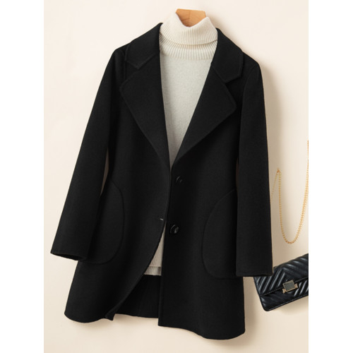 品牌新款秋冬雙面羊毛大衣女中長款西裝高級修身小個子羊毛呢外套