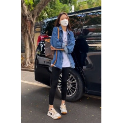 復古港風軟牛仔襯衫女春秋韓版寬松小個子氣質曡穿襯衣百搭薄外套