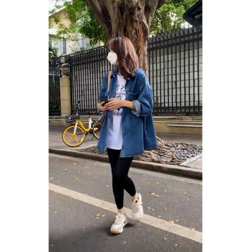 復古港風軟牛仔襯衫女春秋韓版寬松小個子氣質曡穿襯衣百搭薄外套 復古港風軟牛仔襯衫女春秋韓版寬松小個子氣質曡穿襯衣百搭薄外套