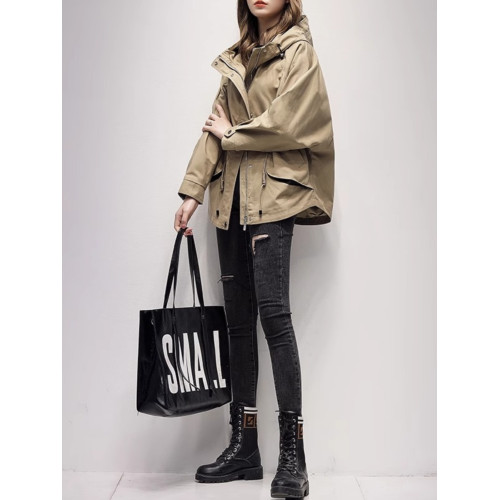 歐貨沖鋒衣女中長款連帽工裝2025年春秋新款寬松百搭氣質寬松外套 歐貨沖鋒衣女中長款連帽工裝2025年春秋新款寬松百搭氣質寬松外套