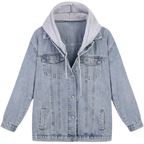 大碼女裝2024秋冬新款胖mm顯瘦高級感chic鹽系炸街假兩件牛仔外套 大碼女裝2024秋冬新款胖mm顯瘦高級感chic鹽系炸街假兩件牛仔外套