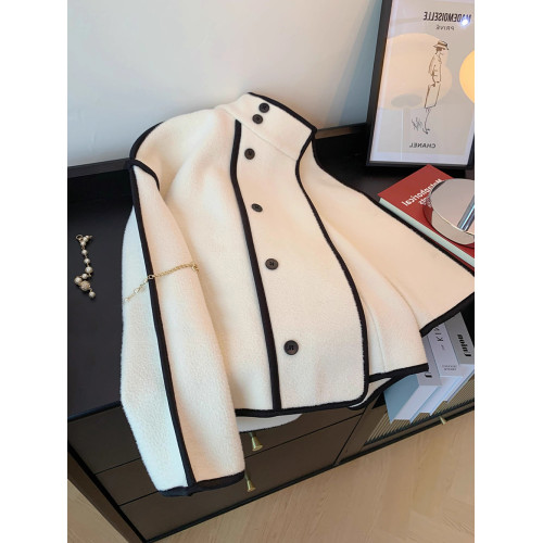 時尚氣質減齡設計感撞色百搭立領毛呢外套男女春秋季小衆開衫上衣 時尚氣質減齡設計感撞色百搭立領毛呢外套男女春秋季小衆開衫上衣