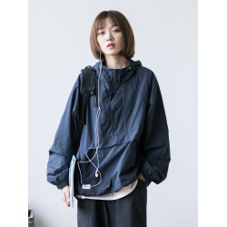 Epicsocotra25秋裝登山連帽寬松戶外沖鋒外套 男女加絨套頭夾克