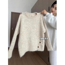 秋冬韓系穿搭女上衣2025新款圓領軟糯寬鬆毛衣百搭長袖套頭上衣潮