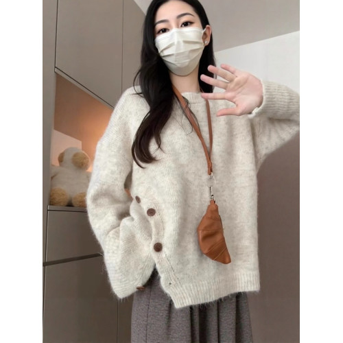 秋冬韓系穿搭女上衣2025新款圓領軟糯寬鬆毛衣百搭長袖套頭上衣潮