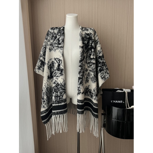 水墨黑白花紋圍巾秋冬季圍脖女韓版百搭高級感保暖披肩披風大衣