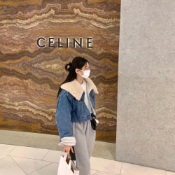 韓國娃娃領羊羔毛短款牛仔外套女冬寬松顯瘦加絨加厚顆粒羊絨上衣