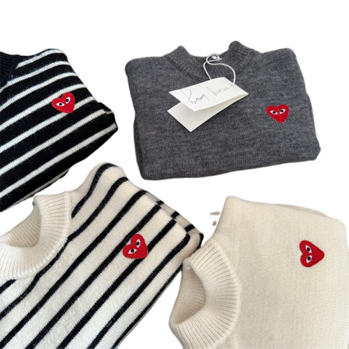 布呐呐兒2024童加絨毛衣冬季新品男女寶寶加厚愛心條紋高領毛衣潮