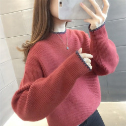 半高領毛衣女寬鬆外穿2025新款秋冬打底衫短款小個子針織衫上衣厚