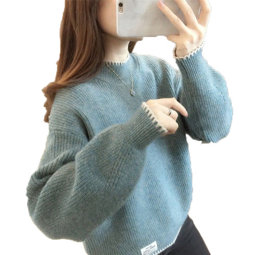 半高領毛衣女寬鬆外穿2025新款秋冬打底衫短款小個子針織衫上衣厚